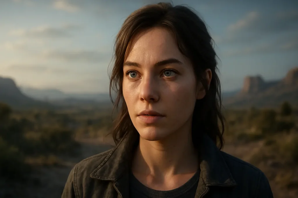 Ultra-realistic 3D female character render with detailed lighting and lifelike textures.