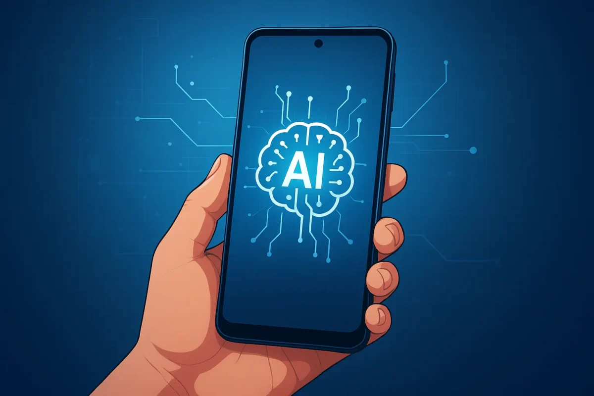 Smartphone showcasing on-device artificial intelligence processing