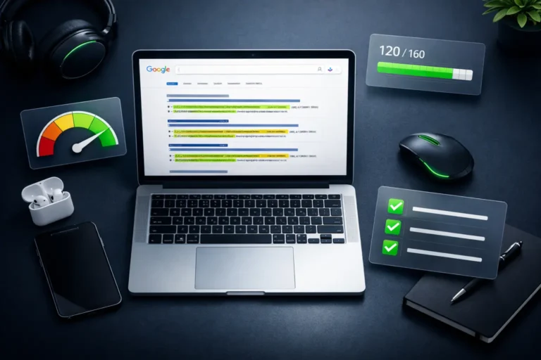 Ecommerce SEO meta description generator showing Google search results with optimized product page snippets for high conversions