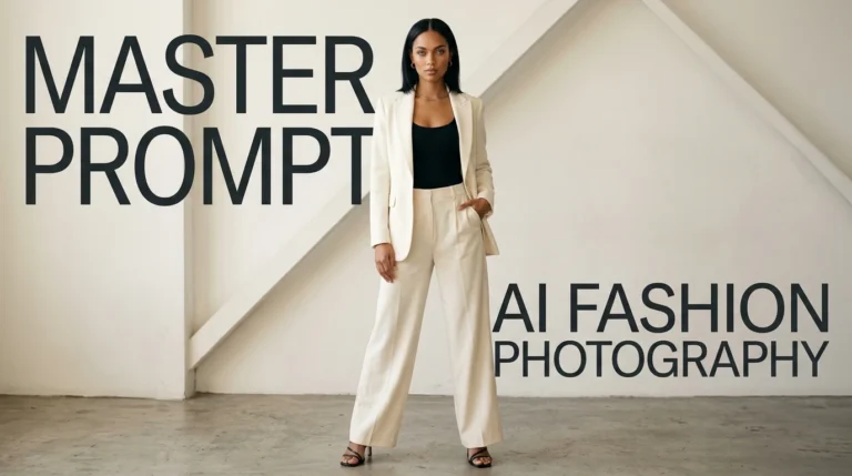 AI-generated fashion model editorial photo for master prompt image generation guide