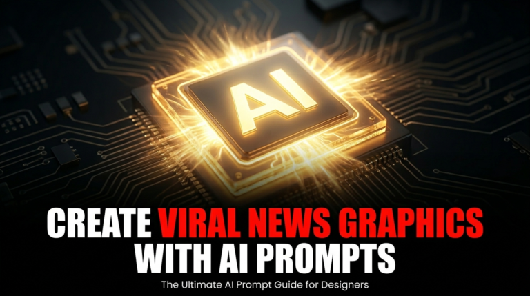 Viral news graphic created with AI prompt showing glowing golden microchip with bold red and white headline overlay on dark cinematic background