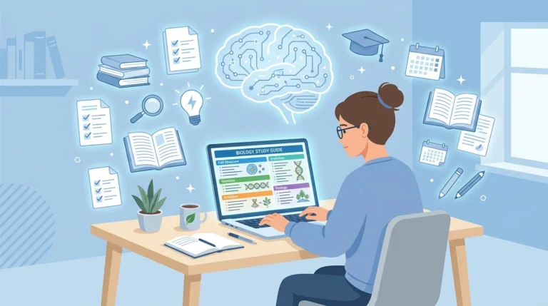 AI syllabus summarizer generating a structured study guide on a laptop screen